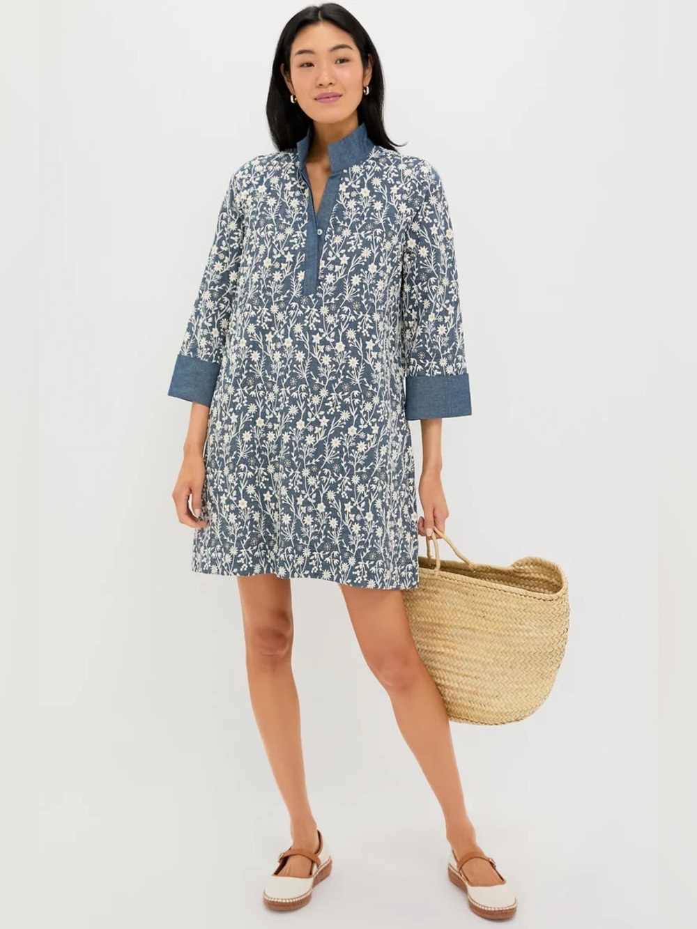 Tuckernuck Embroidered Chambray Wildflower Meadows Megan Dress, Size Small